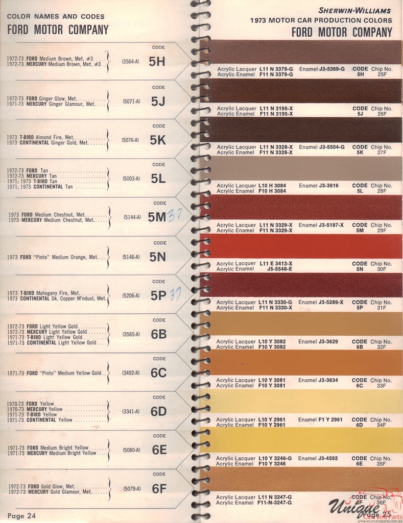 1973 Ford Paint Charts Williams 3